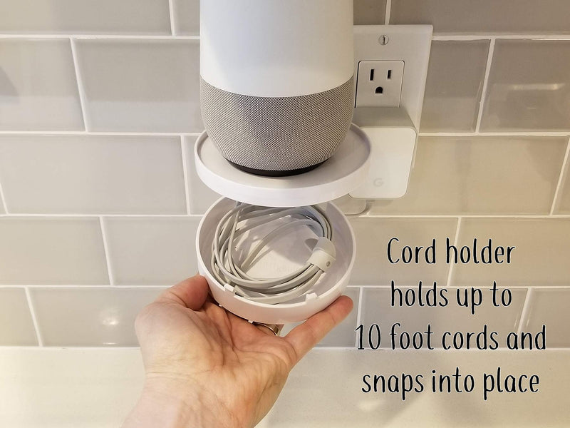  [AUSTRALIA] - The Easy Outlet Shelf Round Dot 4th Gen and Show 5 - Installs in Seconds - Hidden Cord Cable Storage Management - Award Winning Design Easy Outlet Shelf with Show 5 Swivel Adapter