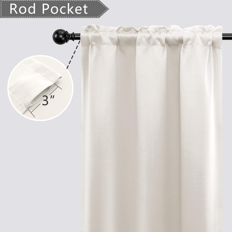  [AUSTRALIA] - Cream White Short Curtains 24 Inch Length for Kitchen Pack 2 Panel Rod Pocket Blackout Cafe Curtain Tier Thermal Insulated Room Darkening Light Cold Blocking Small Curtains for Bedroom RV Window Beige 34x24