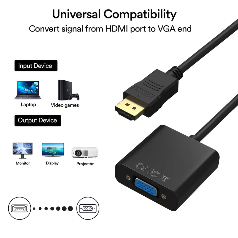  [AUSTRALIA] - HDMI to VGA 1080P, HDMI Male to VGA Female with Audio for Laptop,pc,Desktop,TVbox,Xbox ,PS3,PS4 etc ---Black