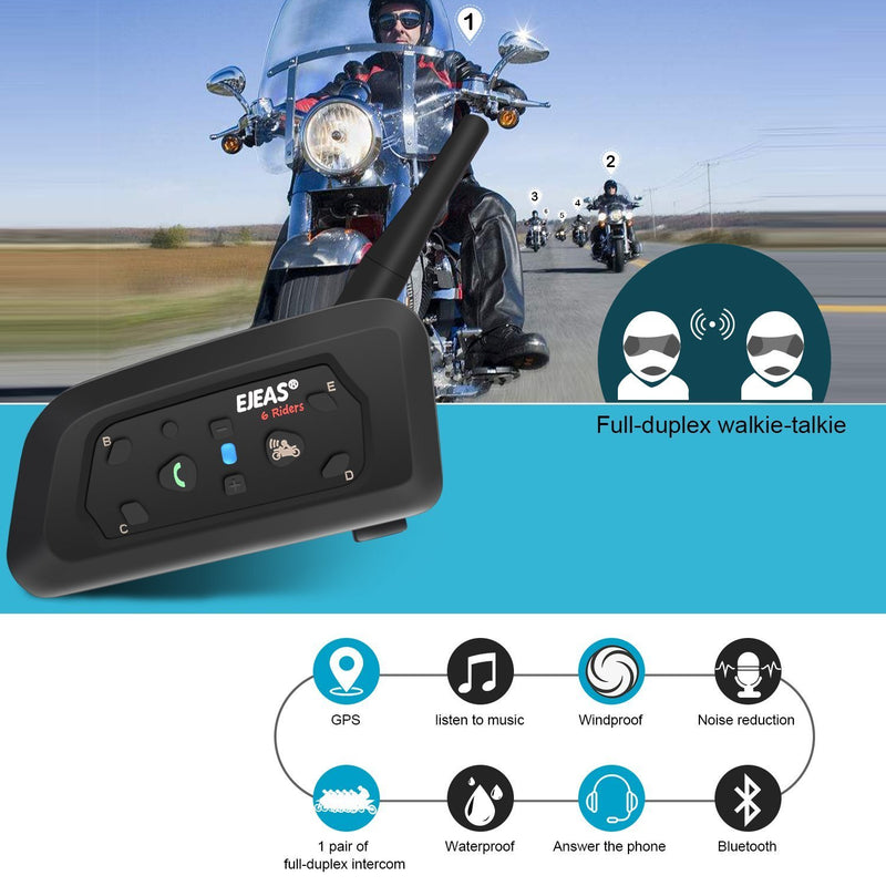  [AUSTRALIA] - V6 Pro Helmet Intercom Communication System V6 Motorcycle Bluetooth Intercom Interphone Connect Up to 6 Riders 1200M V6 Pro(1 Pack) V6 Pro(1 Pack)