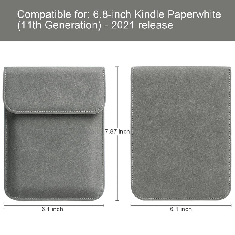  [AUSTRALIA] - WALNEW Sleeve Case for 6.8-inch All-New Kindle Paperwhite 11th Generation 2021, Protective Pouch Bag Case Cover for 6.8” Kindle Paperwhite E-Reader (Gray) Gray