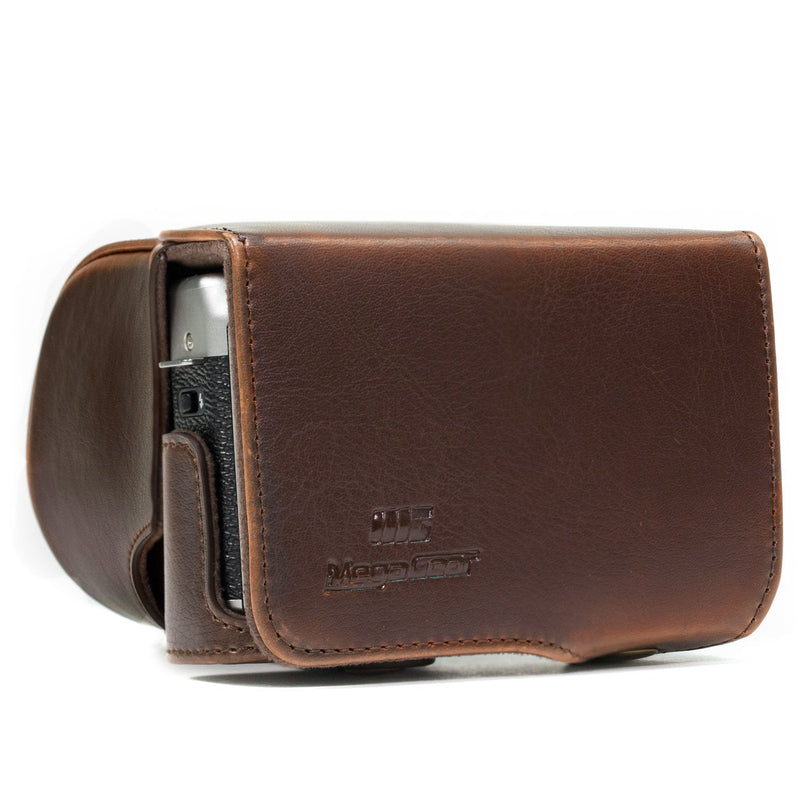  [AUSTRALIA] - MegaGear Ever Ready Leather Camera Case and Strap Compatible with Fujifilm X-A5, X-A3, X-A2, X-A1, X-M1 Dark Brown