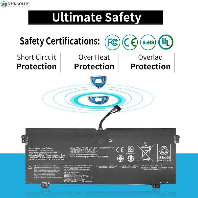  [AUSTRALIA] - DMKAOLLK L16L4PB1 L16M4PB1 Battery for Lenovo Yoga 720 13 720-13IKB 720-13IKBR 730 13 730-13IKB 730-13IWL Series L16C4PB1 5B10M52739 5B10M52738 5B10M52740 5B10M52738 2ICP4/43/110-2 48Wh