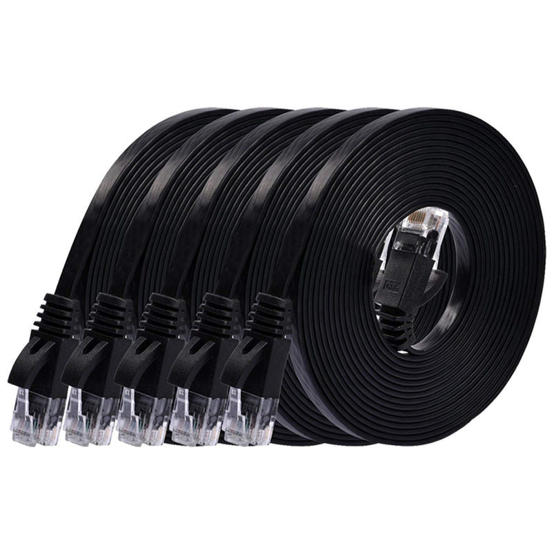  [AUSTRALIA] - Cat 6 Ethernet Cable 10 ft (5 Pack) (at a Cat5e Price but Higher Bandwidth) Flat Internet Network Cables - Cat6 Ethernet Patch Cable Short - Black Computer Cable with Snagless RJ45 Connectors
