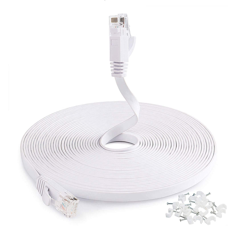  [AUSTRALIA] - DEEGO Cat6 Ethernet Cable 25ft,Flat Ethernet Cord Cat6 Internet LAN Wire Network Cable with Clips Snagless RJ45 Connectors for Adapter, Router,Switch, Modem,Laptop,PS4-Faster Than Cat5e Cable White