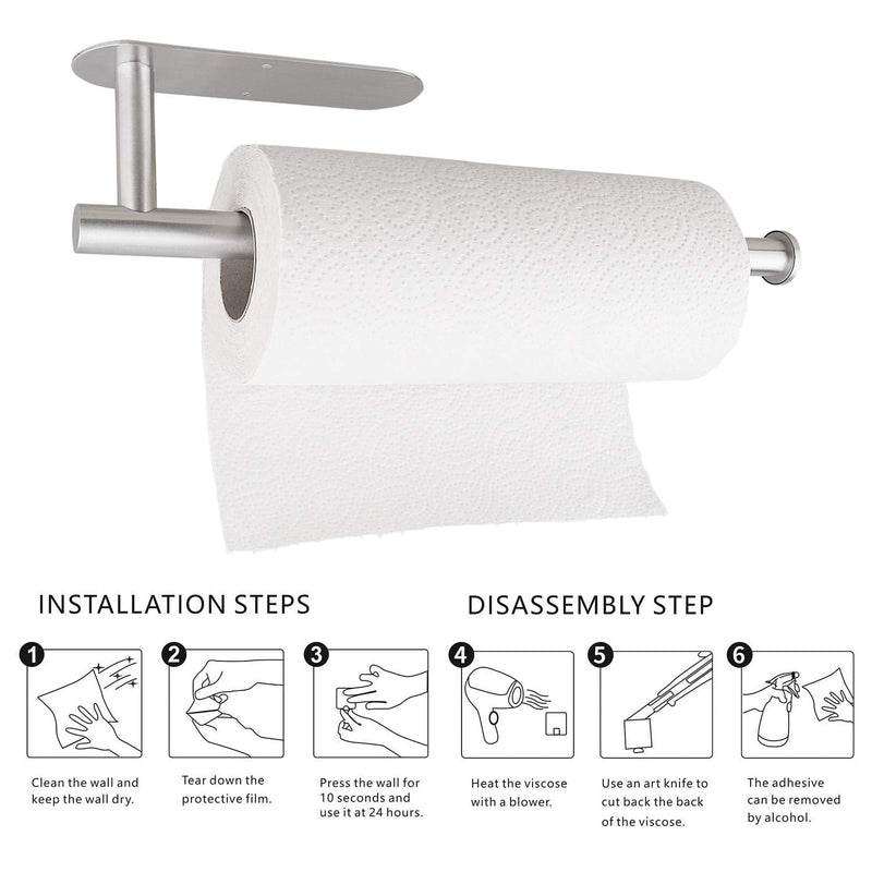  [AUSTRALIA] - Paper Towel Holders for Kitchen,Paper Towels Bulk- Self-Adhesive Under Cabinet,Both Available in Adhesive and Screws,Stainless Steel Silver 1