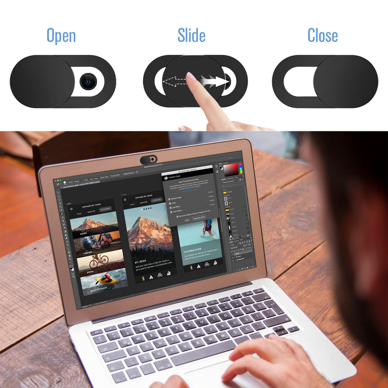  [AUSTRALIA] - Laptop Camera Cover Slide, [8 Pack] Ultra-Thin Webcam Cover Compatible with MacBook,Laptop,PC,Computer,iMac,iPad, iPhone Cell Phone etc. 0.022in Thick Web Blocker Protect Your Privacy and Security 4 Pack Black 4 Pack White