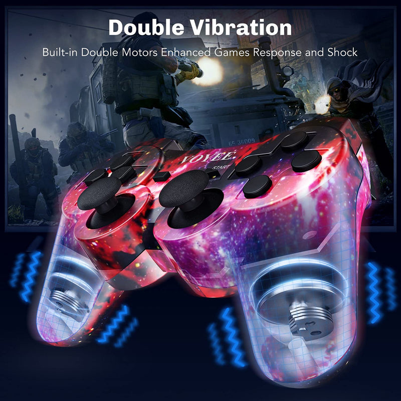  [AUSTRALIA] - VOYEE Wireless Controller Compatible with Play-Station 3 PS-3, with Upgraded Joystick/Motion & Rumble Control (Skull + Galaxy) Skull + Galaxy