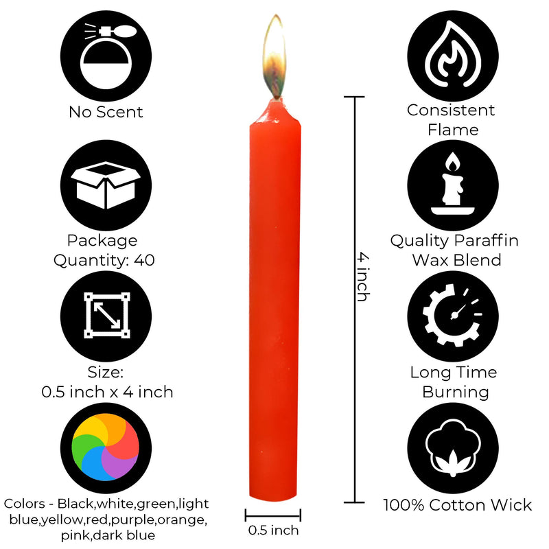  [AUSTRALIA] - Dinil – Spell Candles (40 Candles) – 4" x 1/2" Premium Candles for Rituals, Birthdays, Spells