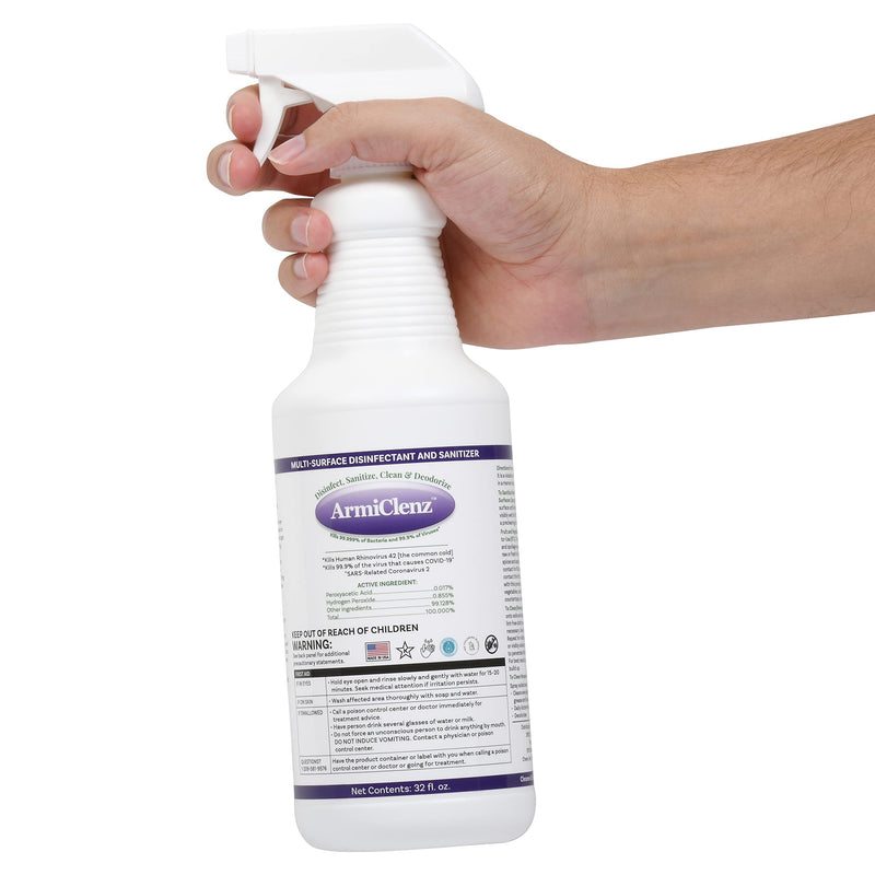  [AUSTRALIA] - ArmiClenz Disinfectant Spray - EPA Registered Antibacterial Spray Kills Viruses and Kills Bacteria for Non-Porous Hard Surfaces Including Fruits & Vegetables - 32oz Bottle 32 Fl Oz (Pack of 1)