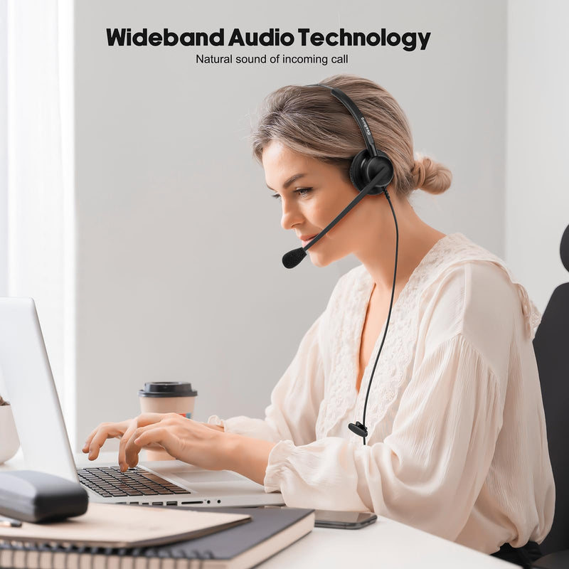  [AUSTRALIA] - Beebang Phone Headset with Microphone Noise Cancelling & Mic Mute, RJ9 Telephone Headsets for Call Center Landline Deskphone, for Cisco Office Phones 7940 7942 7945 7960 7962 7965 7811 7821 Monaural