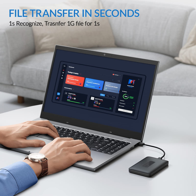  [AUSTRALIA] - Hard Drive Enclosure 2.5 , SSD Enclosure 6Gbps [1s File Transfer] , External Hard Drive Enclosure USB C to A , HDD Enclosure Safe UASP , 2.5 Enclosure 7mm-9.5mm , SSD Case 4TB with 1.6ft Cable (Black) Black