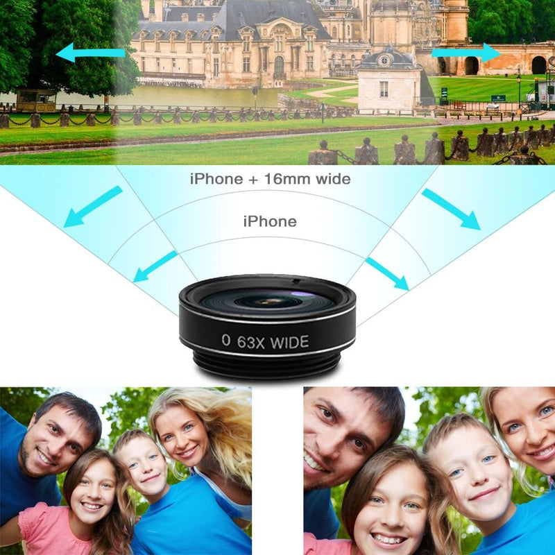  [AUSTRALIA] - Cell Phone Camera Lens Kit,11 in 1 Super Wide Angle+ Macro+ Fisheye Lens +Telephoto+ CPL+3/6 Kaleidoscope+Starburst/Radial/Soft/Flow Filter Lens Compatible for iPhone X/8/7/6s/6 Plus, Samsung,Android