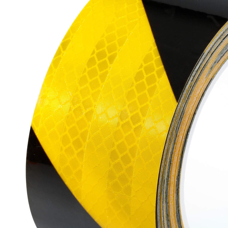  [AUSTRALIA] - LITAPE 2 Inch X 30 Feet Yellow Black Strip Retro Reflective Caution Tape, High Visibility Hazard Safety Warning Conspicuity Tape, Waterproof Reflector Marking Tape/Sticker for Trailer/Trucks 2" X 30FT