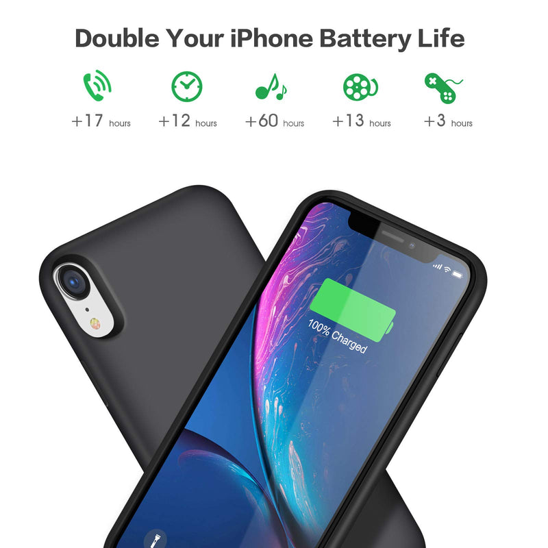  [AUSTRALIA] - Battery Case for iPhone XR,Trswyop 6800mAh Portable Charging Case for iPhone XR Rechargeable Backup External Battery Pack Extended Battery Protective Charger Case(6.1inch)-Black Black