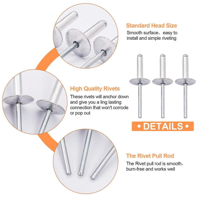  [AUSTRALIA] - PAGOW 35pcs 3/16 x 3/4 Inch (4.8 x 20 x 16) Flange Aluminum Blind Rivet, Large Self-Plugging Open End Decorating Fastener Nails Pop Rivets, Core Pulling Rivets Grip Pange 14mm-16mm 35 Pieces, 3/16 x 3/4 Inch (4.8x20x16mm)