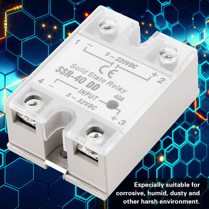  [AUSTRALIA] - SSR-40DD Solid State Relay DC to DC (Input 3-32V DC Output 5-220V DC), SSR Solid State Relay SSR-40 DD, 40A 50-60Hz