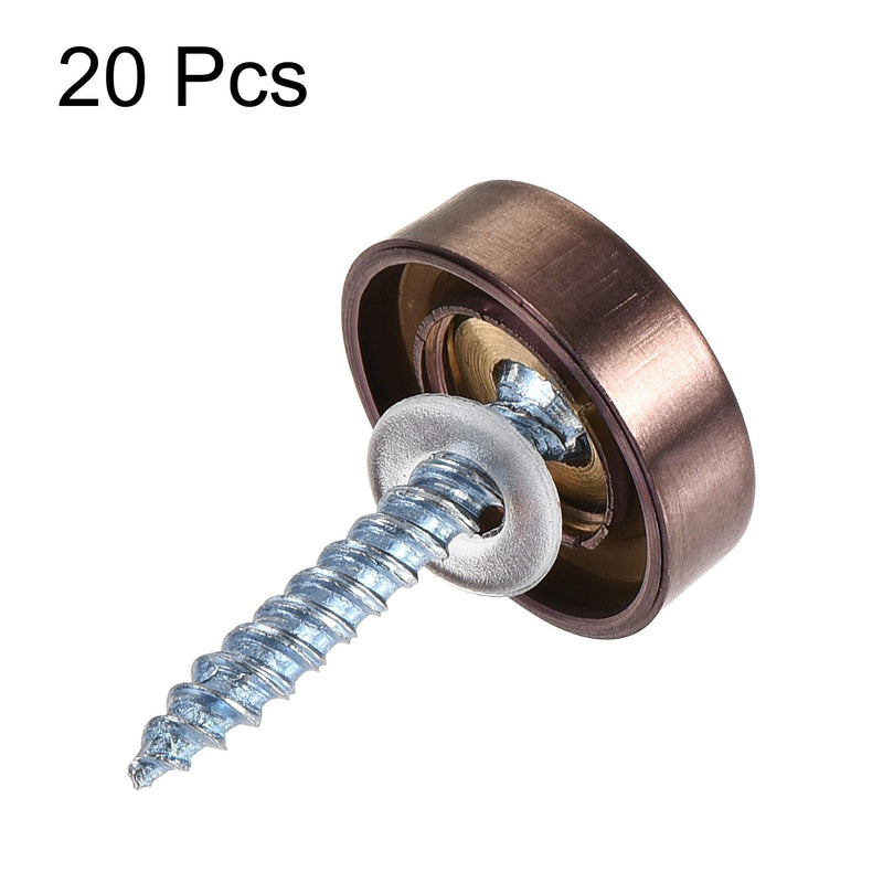  [AUSTRALIA] - uxcell Mirror Screws, 16mm/0.63", 20pcs Decorative Cap Fasteners Cover Nails, Wire Drawing, Rose Gold 304 Stainless Steel