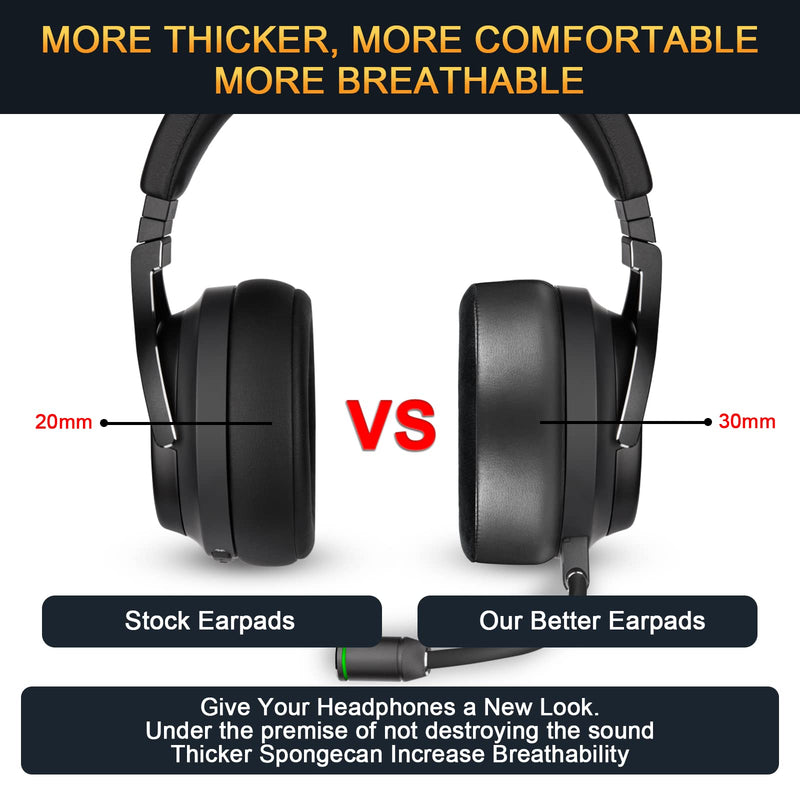  [AUSTRALIA] - Upgrade Replacement Ear Pads for Corsair Virtuoso RGB Wireless SE Gaming Headset, Ear Cushion Compatible with Virtuoso XT, Durable Leather with Velour, Softer Memory Foam, Added Thickness