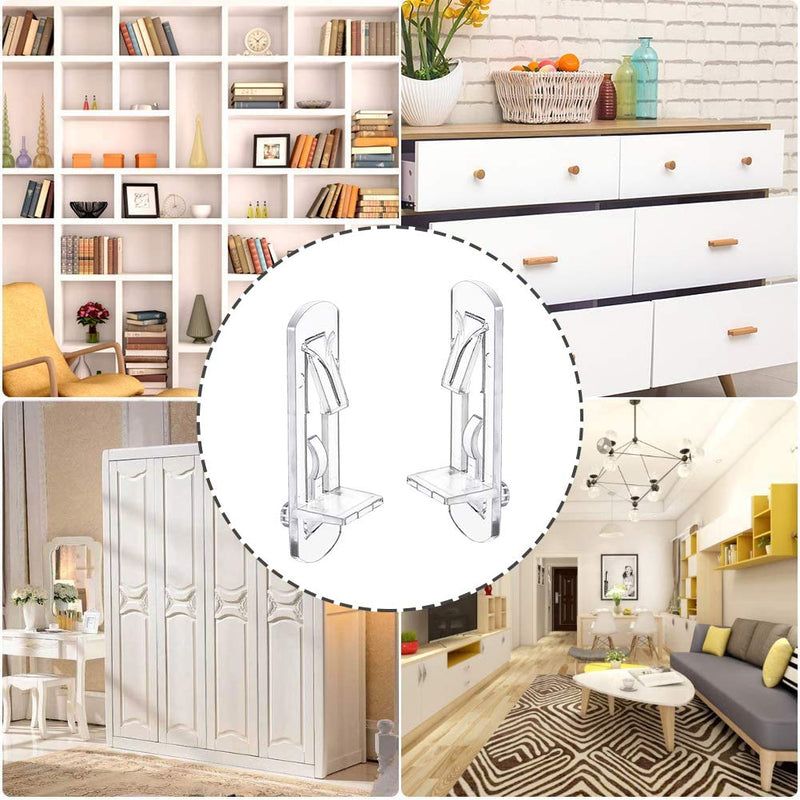  [AUSTRALIA] - INCREWAY 30 Pack Shelf Support Peg, Clear Plastic Cabinet Shelf Pins, Self-Locking Bracket Clips for Supporting Furniture Kitchen Bookcase Closet Shelf, Fits 5/8" Shelves 5mm*16mm