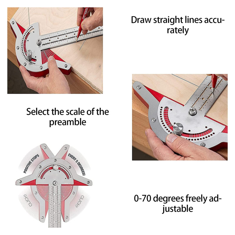  [AUSTRALIA] - 15 Inch Protractor with Ruler Metal, 0-150 Degree Adjustable Multi Angle Ruler Degree Protractor, Solid Protractor Goniometer Angle Gauge Protractor for Craftsmen Carpenters Tool 15 Inch