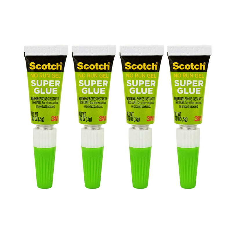  [AUSTRALIA] - Scotch Super Glue Gel, 4-Pack of Single-Use Tubes, .017 oz each, Fast Drying, No Run Gel Formula (AD119)