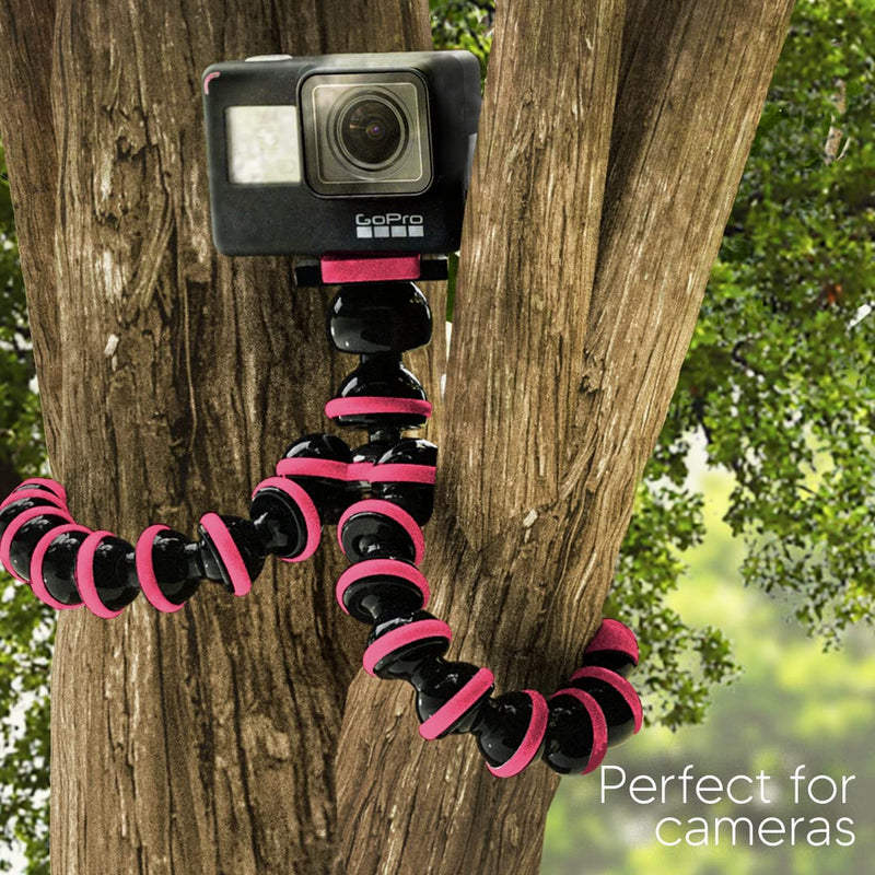  [AUSTRALIA] - TALK WORKS Flexible Tripod for iPhone, Android, Camera - Bendable Legs, Adjustable Stand Holder with Mini Wireless Remote for Selfies, Vlogging, Beauty/Makeup, Live Streaming/Recording - Pink
