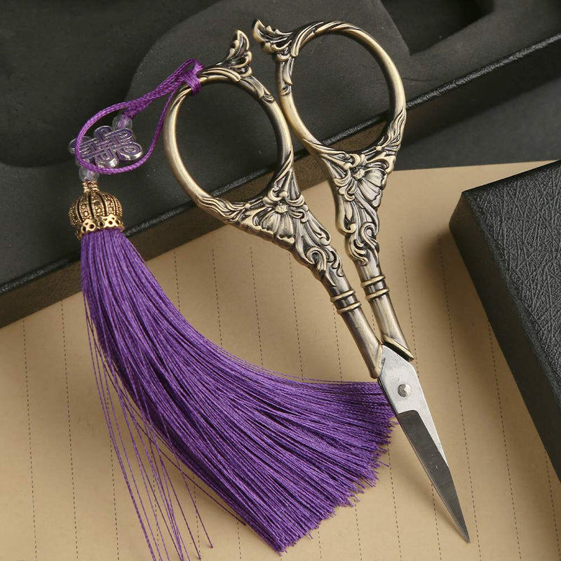  [AUSTRALIA] - Embroidery Scissors, Sewing Scissor Sharp Tip Stainless Steel, Vintage European Design Scissors with Tassel,Thimble, DIY Tools Dressmaker Shears for Fabric, Embroidery, Needlework (Green patina)