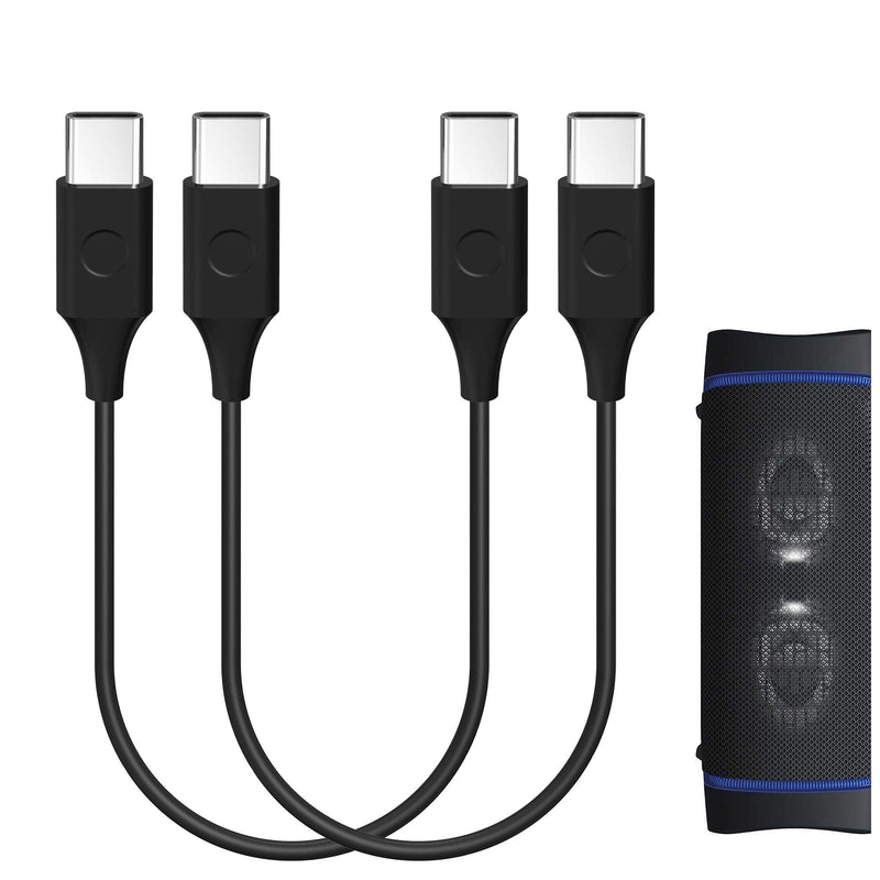  [AUSTRALIA] - Geekria Type-C Speakers Short Charger Cable, Compatible with Sony SRS-XB13, SRS-XB23, SRS-XB33, RS-XB43, LSPX-S3 Charger, USB-C to USB-C Replacement Power Charging Cord (1 ft / 30 cm 2 Pack)