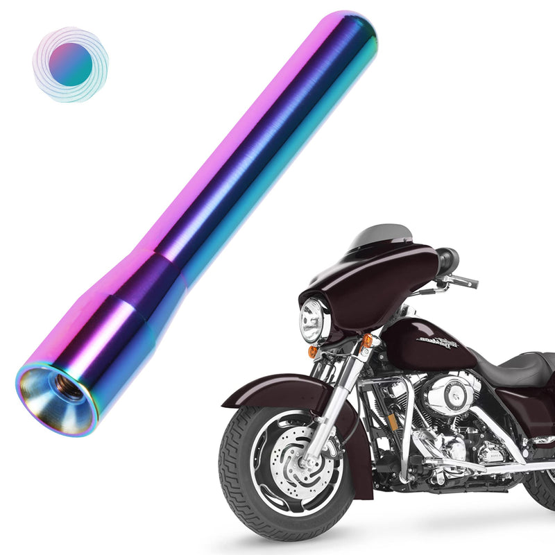  [AUSTRALIA] - KSaAuto H23 Motorcycle Antenna Replacement for Harley Davidson Touring Electra Road Street Glide Ultra Classic, 4.5 inch Copper Core & Screw, Colorful Stainless丨Unique Design, Great Workmanship