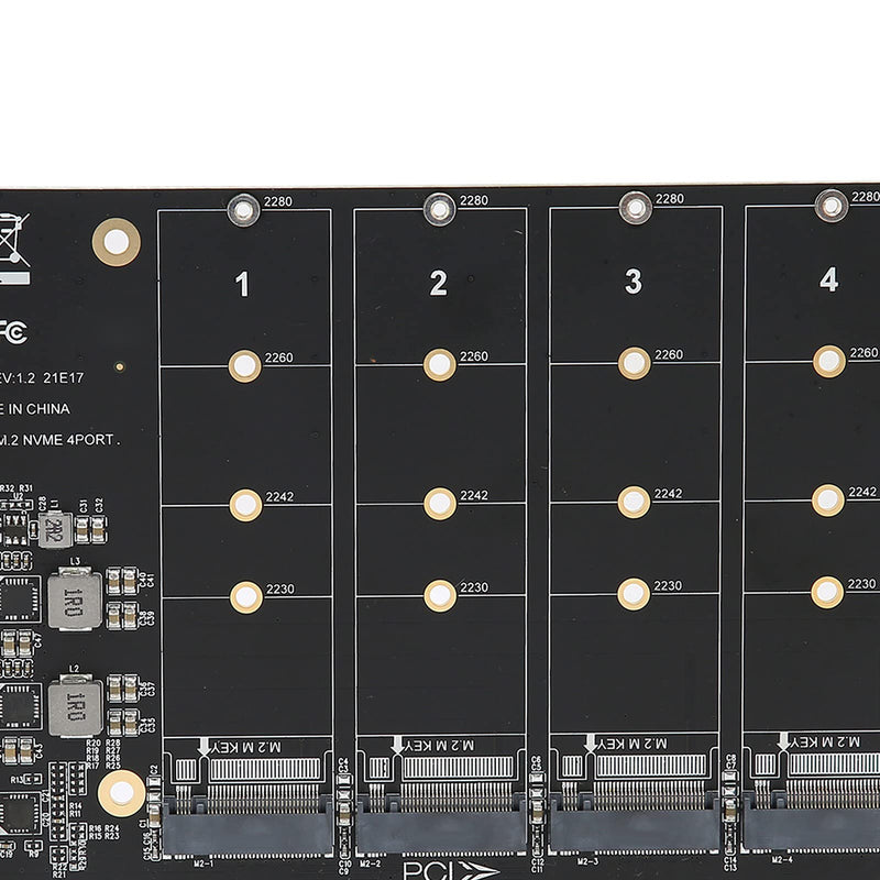  [AUSTRALIA] - Zunate M.2 NVME to PCIe X16 Adapter, M Key Hard Drive Converter Reader Expansion Card, 4 Port NVMe to PCI-e Host Controller Expansion Card (ph44)