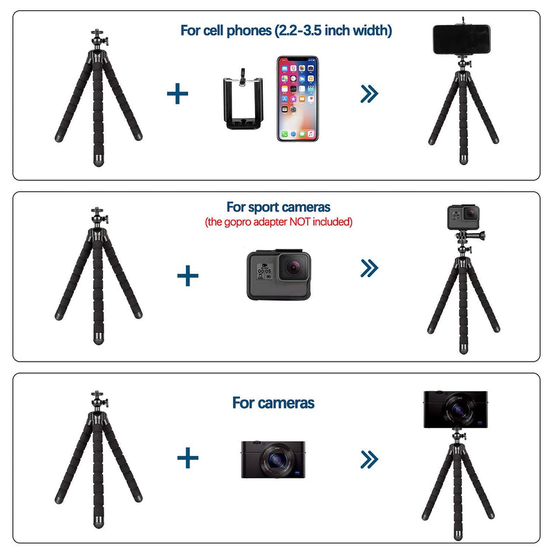  [AUSTRALIA] - Phone Tripod, Flexible Tripod and Portable Adjustable Tripod with Wireless Remote, Compatible with iPhone/Android Samsung, Mini Camera Tripod Stand for Cell Phone DSLR GoPro