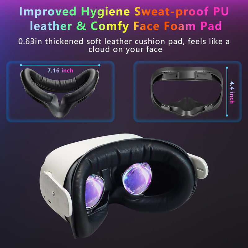  [AUSTRALIA] - SAQICO Face Pad & Face Cover Cushion Replacement Compatible with Oculus/Meta Quest 2 -VR Accessories Facial Interface Bracket Foam Soft Silicone & Comfortable Leather Sweat-Proof Anti-Leakage Nose Pad