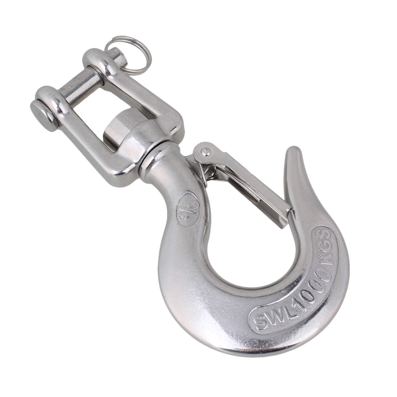  [AUSTRALIA] - BQLZR 304 Stainless Steel American Type Swivel Lifting Clevis Chain Hook with Latch 1000KG Working Load Limit