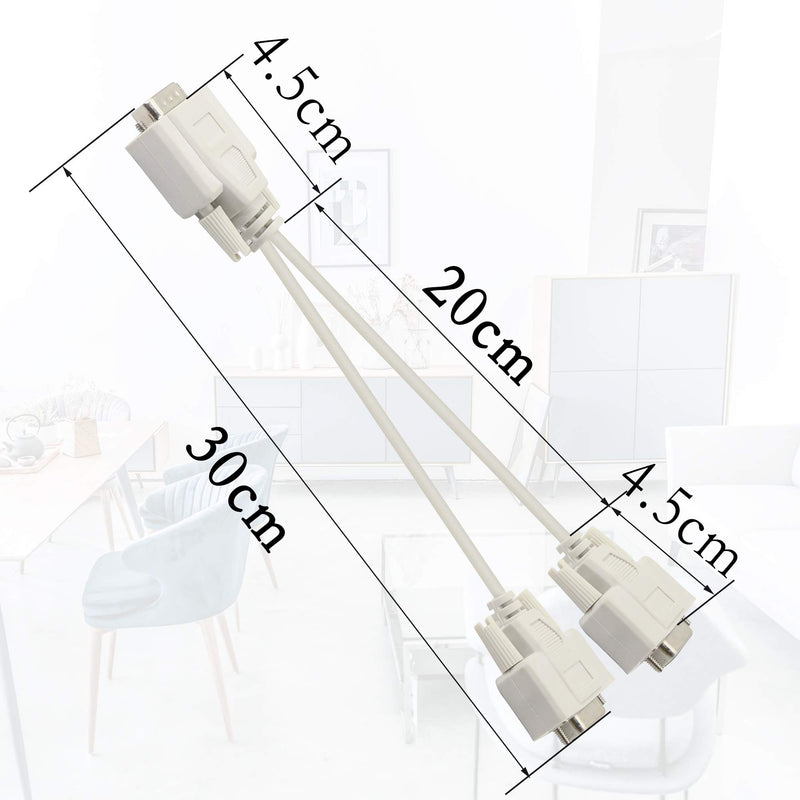  [AUSTRALIA] - 30cm DB9 Y Splitter Cable DB9 9 Pin 1 Male to 2 Female Rs232 Serial Splitter Adapter Straight-Through Cable YOUCHENG for Connect Various Serial Interface Devices