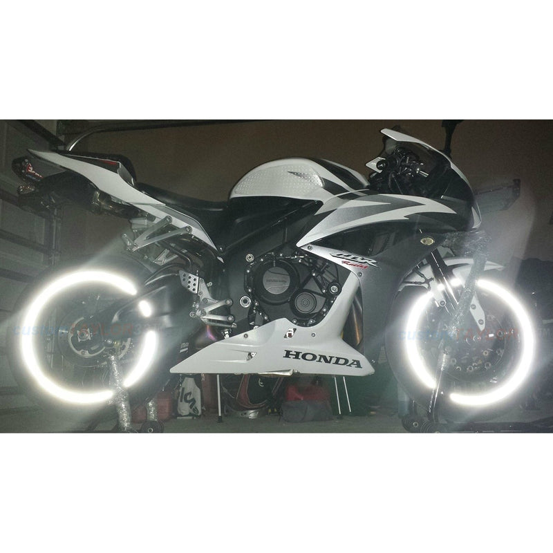  [AUSTRALIA] - customTAYLOR33 (All Vehicles White/Silver/Chrome High Intensity Grade Reflective Copyrighted Safety Rim Tapes (Must Select Your Rim Size), 17" (Rim Size for Most SportsBikes) 17" (Rim Size for Most SportsBikes)