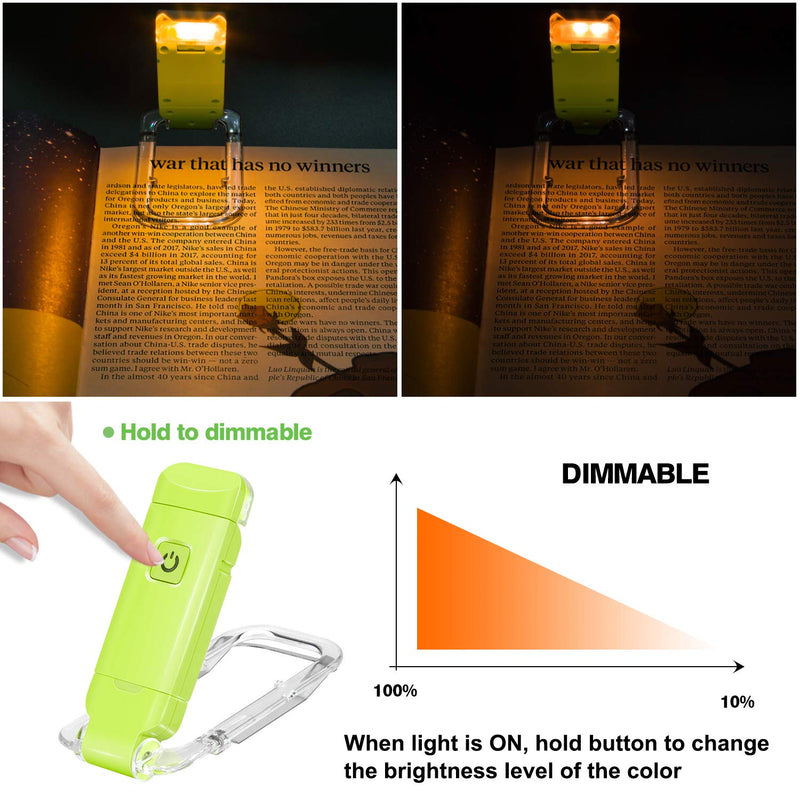  [AUSTRALIA] - BIGLIGHT Amber Book Reading Light, LED Clip on Book Lights, Reading Lights for Books in Bed, Small Book Light for Kids, USB Rechargeable, 2 Brightness Adjustable for Eye Protection, Green