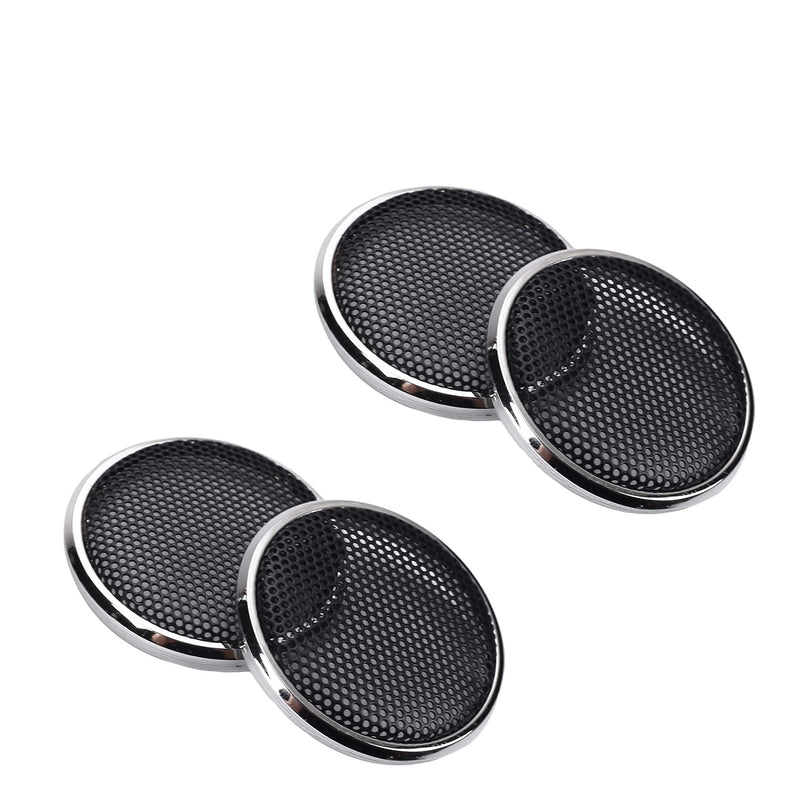  [AUSTRALIA] - Fielect 4 Pcs 2inch Speaker Grill Mesh Decorative Circle Woofer Guard Protector Cover Audio Accessories Black Grill Silver Trim