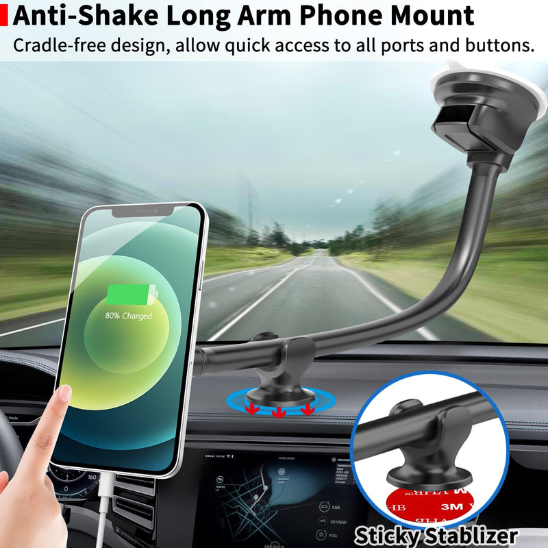  [AUSTRALIA] - Windshield Car Phone Mount Long Arm, APPS2Car 13 Inches Gooseneck Magnetic Window Mobile Holder for Truckers Drivers Semi Truck SUV MPV Vehicle Compatible with All iPhone Samsung Phones iPad Mini