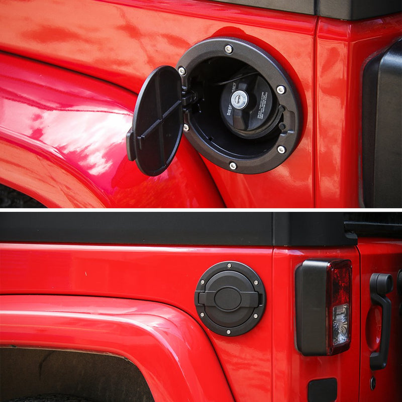  [AUSTRALIA] - JeCar Gas Cap Cover Aluminum Fuel Filler Door for Jeep Wrangler 2007-2018 JK & Unlimited