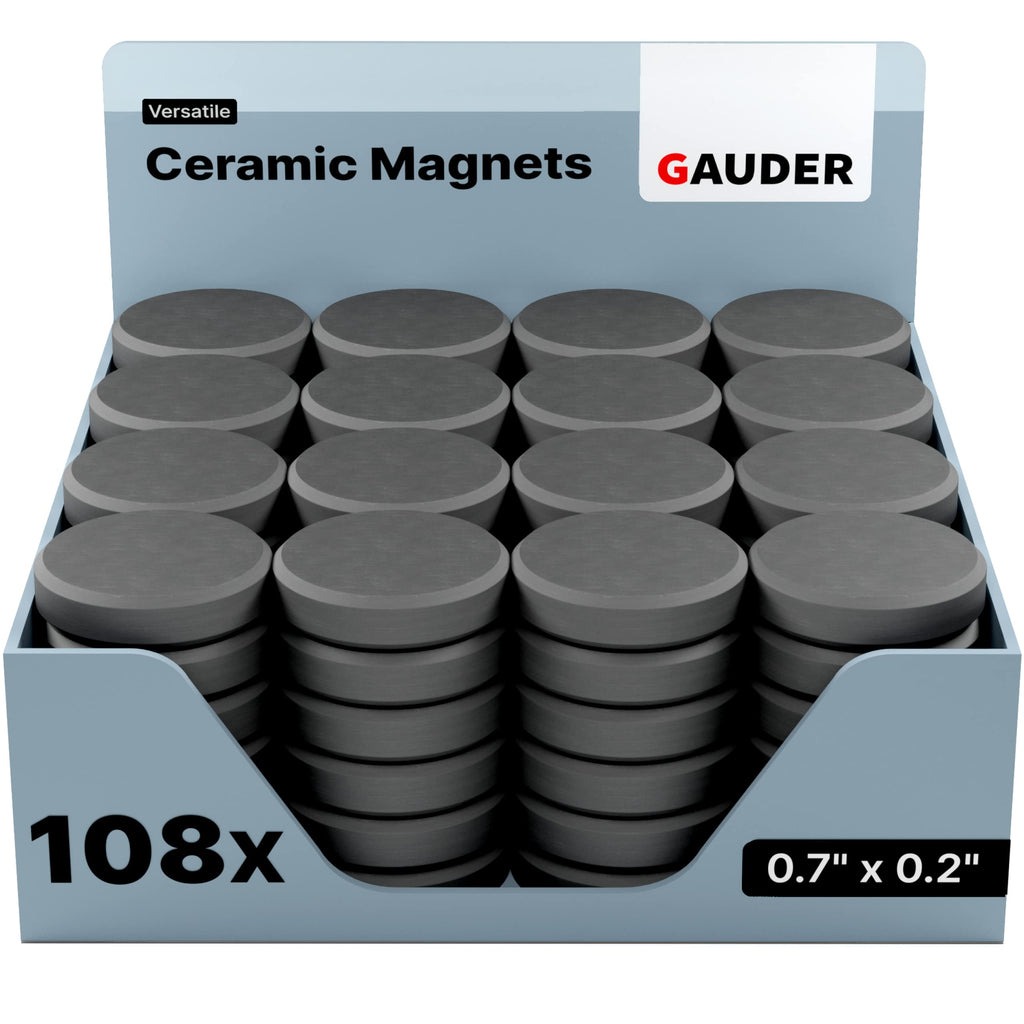  [AUSTRALIA] - GAUDER Black Magnets for Crafts | Ceramic Industrial Magnets Strong | Ferrite Magnets for Fridges, Whiteboards and Notice Boards (108 pcs) 108