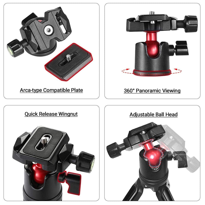  [AUSTRALIA] - SmallRig Tabletop Tripod, Mini Desktop Travel Tripod Aluminum Alloy with 360 Degree Ball Head and Quick Release Plate Lightweight and Portable for Compact Cameras DSLRs, Phone, Gopro（Black）- BUT2287