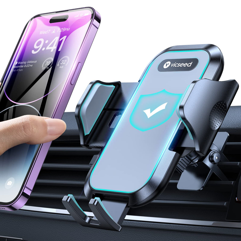  [AUSTRALIA] - VICSEED Car Phone Holder Mount [All-Round Silicone Protection][Doesn't Slip&Drop] Air Vent Cell Phone Holder for Car Hands Free Easy Clamp Cradle in Vehicle Fit All iPhone Samsung Android Smartphone