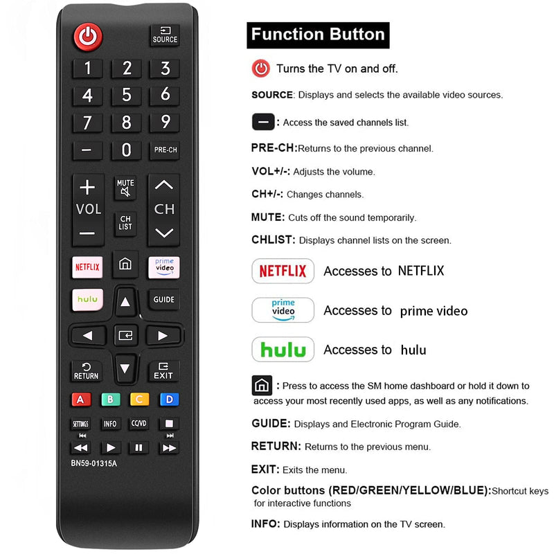  [AUSTRALIA] - Newest Universal Remote Control for All Samsung TV Remote Compatible All Samsung LCD LED HDTV 3D Smart TVs Models