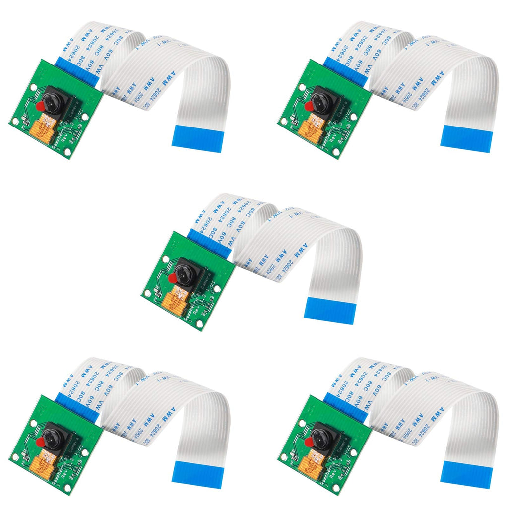  [AUSTRALIA] - DORHEA 5PCS Raspberry Pi 4 Camera Video Module 5 Megapixels 1080p Sensor OV5647 Mini Webcam with 15 Pin Ribbon Cable for Raspberry Pi Model A/B/B+, Pi 2B and Raspberry Pi 3B, Pi 3 B+, Raspberry Pi 4 5PACK