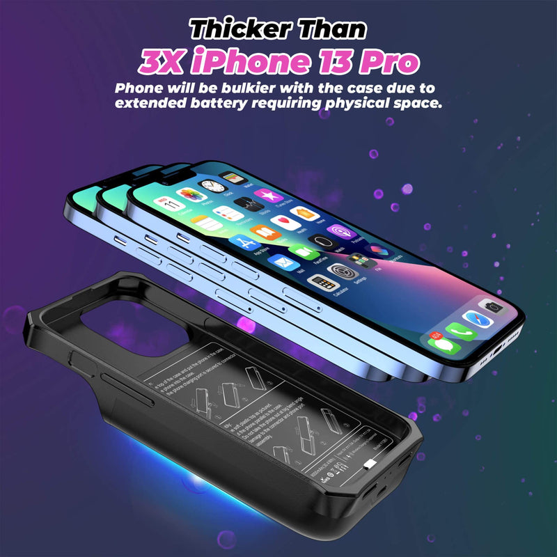  [AUSTRALIA] - ZEROLEMON iPhone 13 & iPhone 13 Pro Battery Case 8000mAh, Wireless Charging Supported, RuggedJuicer Portable Extended Battery Charger Cover with Soft TPU Case for iPhone 13/13 Pro 2021 - Black