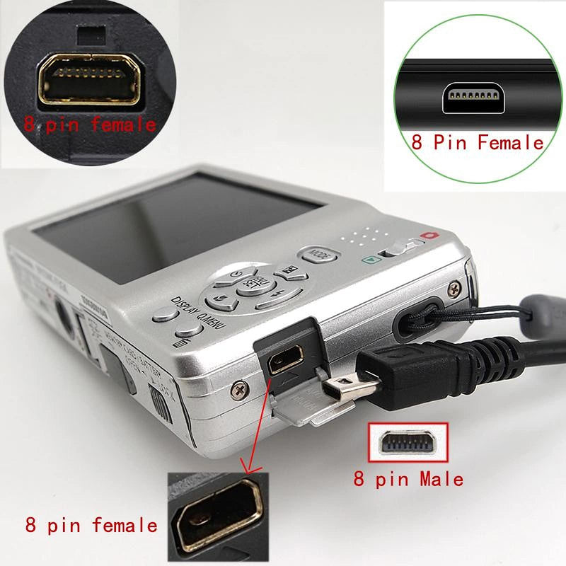  [AUSTRALIA] - Replacement UC-E6 Camera Mini 8Pin USB Data Cable with Video AV RCA Dual Multi-Function Compatible with Digital Camera SLR DSLR D3200 D3300 Coolpix L340 L32 A10 P520 P510 S9200 and More (0.8M)