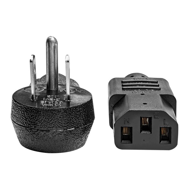 Desktop Computer Power Cord, Right-Angle 5-15P to C13 - Heavy Duty, 15A, 125V, 14 AWG, 2 ft, Black - LeoForward Australia