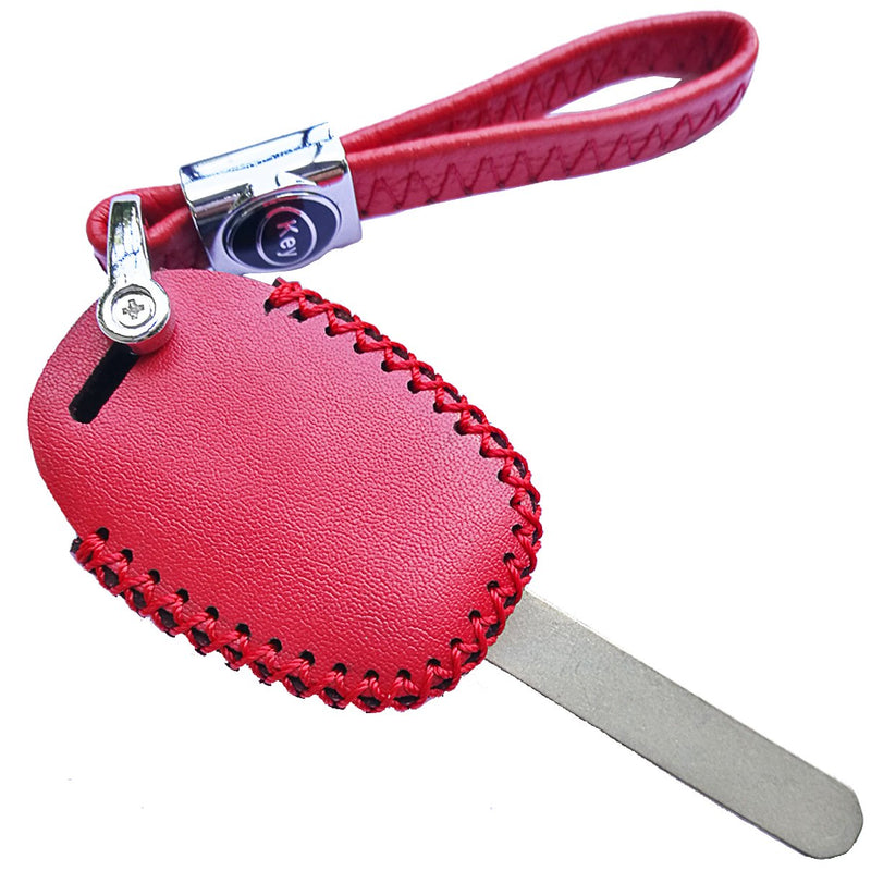  [AUSTRALIA] - Alegender Genuine Leather Key Fob Cover Bag Protector Remote Jacket Holder Fit for Honda 3+1 Buttons CRV Accord Civic Polit Head Key Red