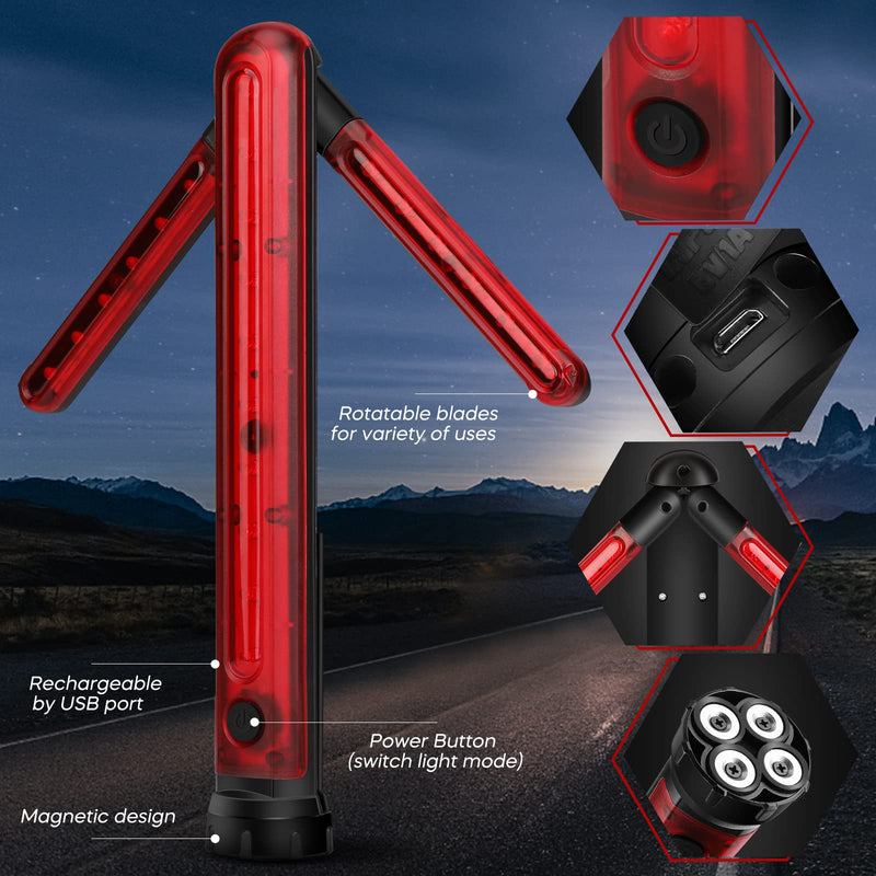  [AUSTRALIA] - Coquimbo LED Road Flares Emergency Lights, Safety Strobe Light with Magnetic Base, Roadside Flashing Flares Safety Turn Arrow Light, Road Warning Beacon (with Rechargeable Battery), Emergency Car Kit
